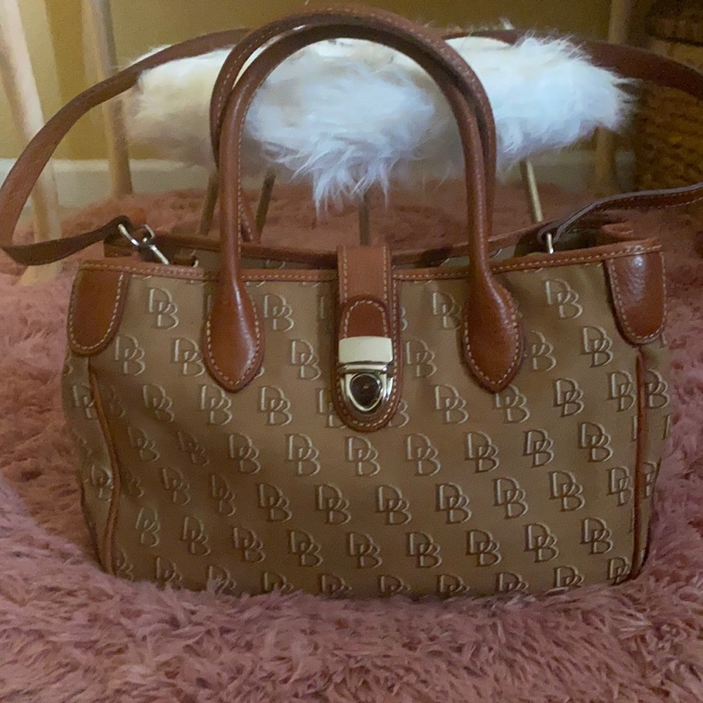 Tan & Brown Fabric Dooney & Bourke